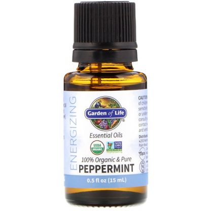 GARDEN OF LIFE, 100% ORGANIC & PURE, ESSENTIAL OILS, ENERGIZING, PEPPERMINT, 0.5 FL OZ / 15ml