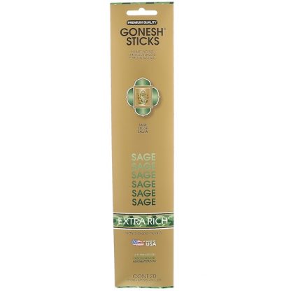 GONESH, EXTRA RICH INCENSE STICKS, SAGE, 20 STICKS