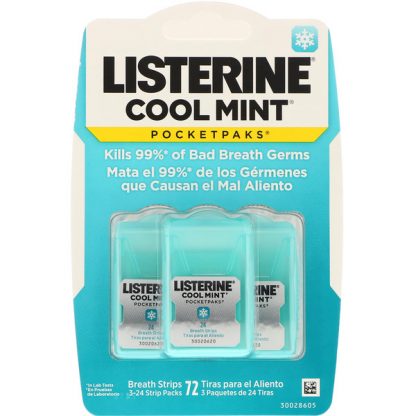 JOHNSON'S, LISTERINE, COOL MINT, POCKETPAKS, 3 PACK, 24 STRIPS PACKS