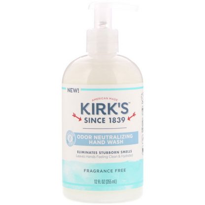 KIRK'S, ODOR NEUTRALIZING HAND WASH, FRAGRANCE FREE, 12 FL OZ / 355ml