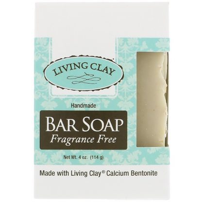 LIVING CLAY, HANDMADE BAR SOAP, FRAGRANCE FREE, 4 OZ / 114g