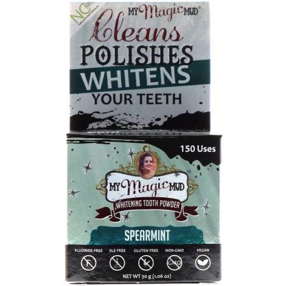 MY MAGIC MUD, WHITENING TOOTH POWDER, SPEARMINT, 1.06 OZ / 30g