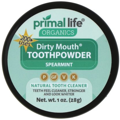 PRIMAL LIFE ORGANICS, DIRTY MOUTH TOOTH POWDER, SPEARMINT, 1 OZ / 28g