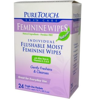 PURETOUCH SKIN CARE, FEMININE WIPES, 24 SINGLE USE PACKETS