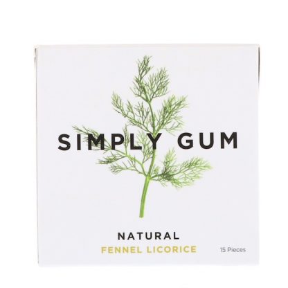 SIMPLY GUM, GUM, NATURAL FENNEL LICORICE, 15 PIECES