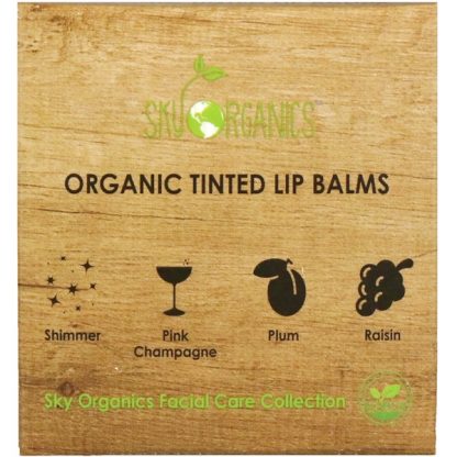 SKY ORGANICS, ORGANIC TINTED LIP BALMS SET, 4 PACK, .15 OZ / 4.25g EACH