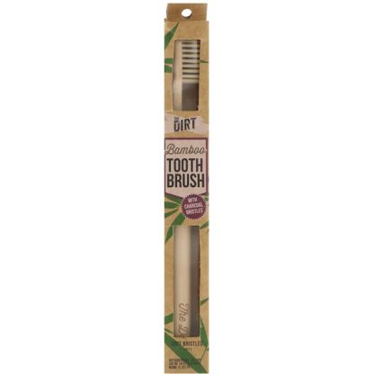 THE DIRT, BAMBOO TOOTHBRUSH WITH CHARCOAL BRISTLES, 1 ADULT TOOTHBRUSH