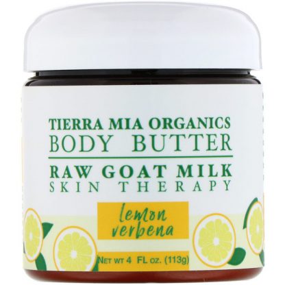 TIERRA MIA ORGANICS, BODY BUTTER, RAW GOAT MILK, SKIN THERAPY, LEMON VERBENA, 4 FL OZ / 113g