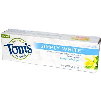 TOM'S OF MAINE, SIMPLY WHITE, FLUORIDE TOOTHPASTE, SWEET MINT GEL, 4.7 OZ / 133.2g