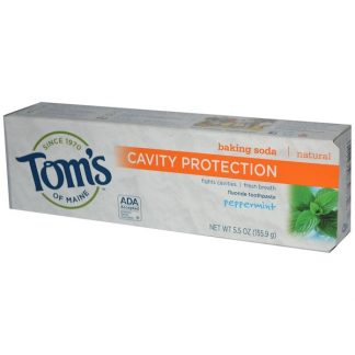 TOM'S OF MAINE, BAKING SODA CAVITY PROTECTION, FLUORIDE TOOTHPASTE, PEPPERMINT, 5.5 OZ / 155.9g