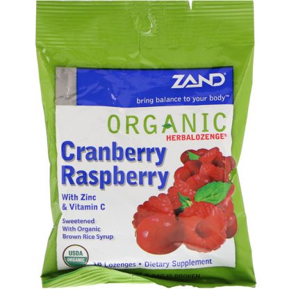 ZAND, ORGANIC HERBALOZENGE, CRANBERRY RASPBERRY, 18 LOZENGES