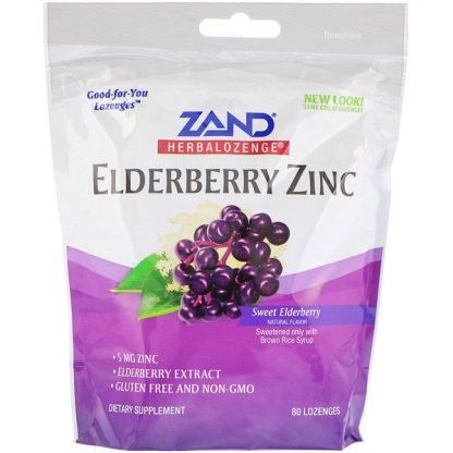 ZAND, HERBALOZENGE, ELDERBERRY ZINC, SWEET ELDERBERRY, 80 LOZENGES