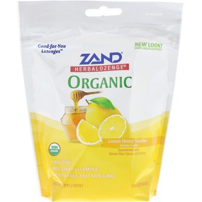 ZAND, ORGANIC HERBALOZENGE, LEMON HONEY SOOTHER, 80 LOZENGES