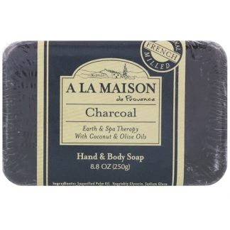 A LA MAISON DE PROVENCE, HAND & BODY BAR SOAP, CHARCOAL, 8.8 OZ / 250g