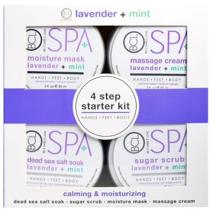 PETAL FRESH, SPA, 4 STEP STARTER KIT, CALMING & MOISTURIZING, LAVENDER + MINT, 4 - 3 FL OZ / 85ml EACH