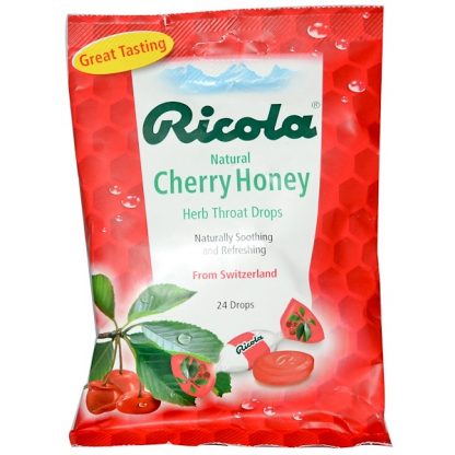 RICOLA, NATURAL CHERRY HONEY, HERB THROAT DROPS, 24 DROPS