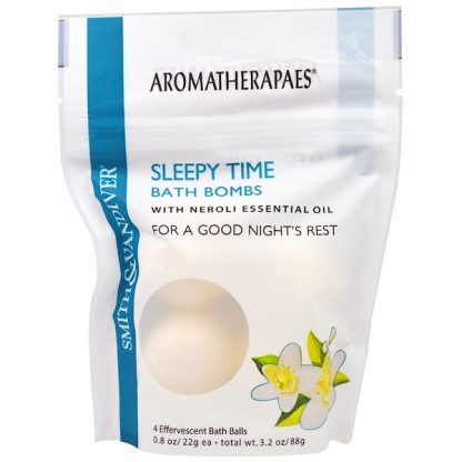 SMITH & VANDIVER, SLEEPY TIME BATH BOMBS WITH NEROLI ESSENTIAL OIL, 4 EFFERVESCENT BATH BALLS, 0.8 OZ / 22g EACH