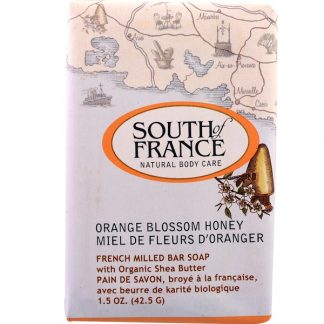 SOUTH OF FRANCE, FRENCH MILLED BAR SOAP WITH ORGANIC SHEA BUTTER, ORANGE BLOSSOM HONEY, 1.5 OZ / 42.5g