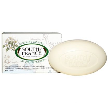 SOUTH OF FRANCE, BLOOMING JASMINE, FRENCH MILLED OVAL SOAP WITH ORGANIC SHEA BUTTER, 6 OZ / 170g