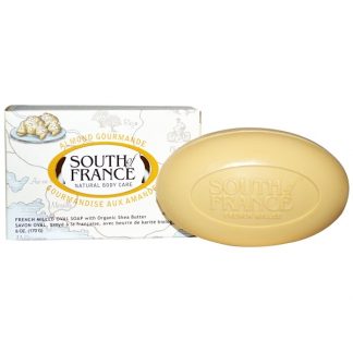 SOUTH OF FRANCE, ALMOND GOURMANDE, FRENCH MILLED OVAL SOAP WITH ORGANIC SHEA BUTTER, 6 OZ / 170g
