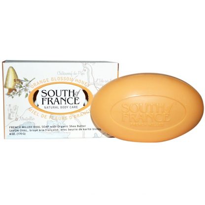 SOUTH OF FRANCE, ORANGE BLOSSOM HONEY, FRENCH MILLED BAR SOAP WITH ORGANIC SHEA BUTTER, 6 OZ / 170g