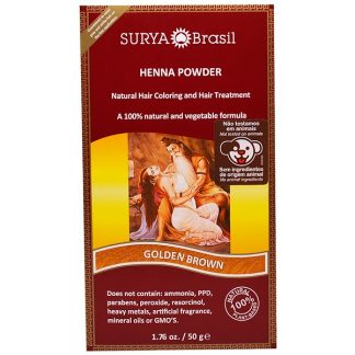 SURYA BRASIL, HENNA POWDER, NATURAL HAIR COLORING AND HAIR TREATMENT, GOLDEN BROWN, 1.76 OZ / 50g