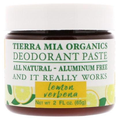 TIERRA MIA ORGANICS, DEODORANT PASTE, LEMON VERBENA, 2 FL OZ / 65g