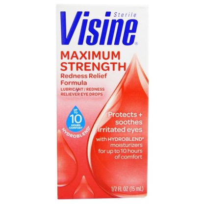 VISINE, LUBRICANT, REDNESS RELIEVER EYE DROPS, STERILE, MAXIMUM STRENGTH, 1/2 FL OZ / 15ml