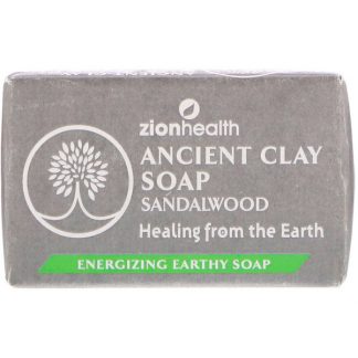 ZION HEALTH, ANCIENT CLAY SOAP, SANDALWOOD, 6 OZ / 170g