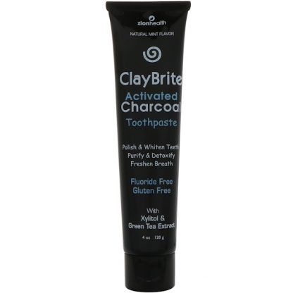 ZION HEALTH, CLAYBRITE, ACTIVATED CHARCOAL TOOTHPASTE, NATURAL MINT FLAVOR, 4 OZ / 120g