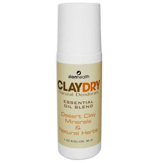 ZION HEALTH, CLAY DRY NATURAL ROLL-ON DEODORANT, 3 OZ / 89ml