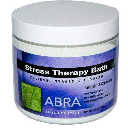 ABRA THERAPEUTICS, STRESS THERAPY BATH, LAVENDER & CHAMOMILE, 17 OZ / 482G)