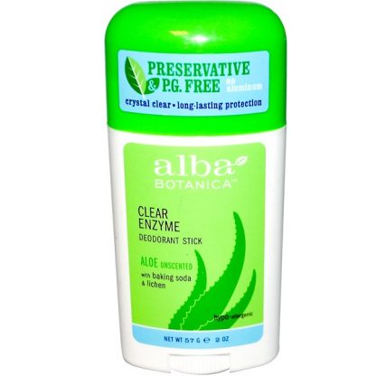 ALBA BOTANICA, CLEAR ENZYME, DEODORANT STICK, ALOE UNSCENTED, 2 OZ / 57g