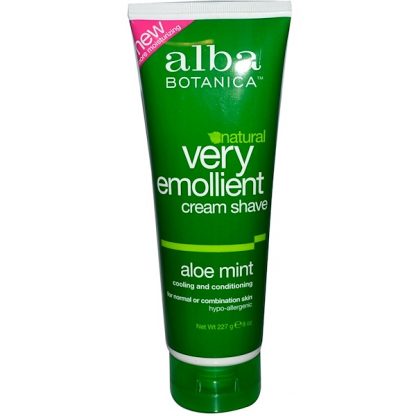 ALBA BOTANICA, NATURAL VERY EMOLLIENT, CREAM SHAVE, ALOE MINT, 8 OZ / 227g