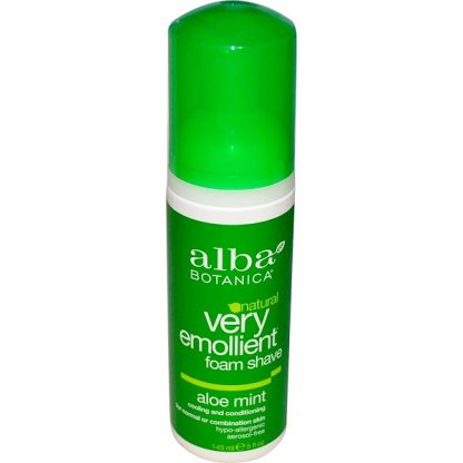 ALBA BOTANICA, NATURAL VERY EMOLLIENT, NATURAL FOAM SHAVE, ALOE MINT, 5 FL OZ / 145ml