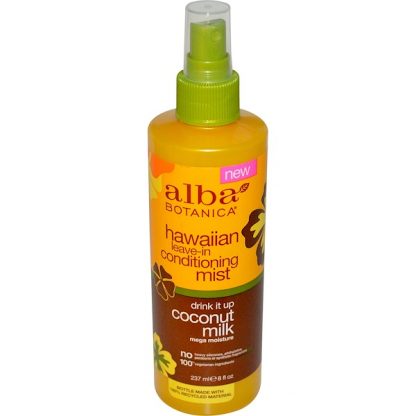 ALBA BOTANICA, HAWAIIAN LEAVE-IN CONDITIONING MIST, DRINK IT UP COCONUT MILK, 8 FL OZ / 237ml