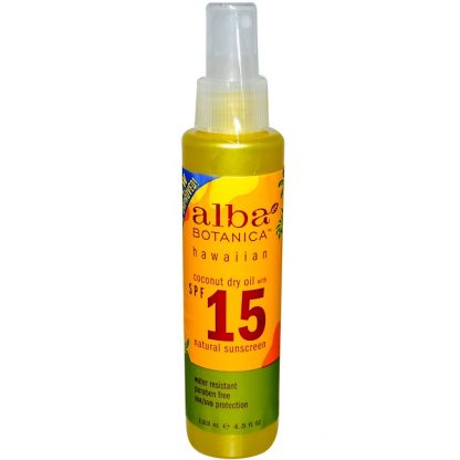 ALBA BOTANICA, COCONUT DRY OIL, NATURAL SUNSCREEN, SPF 15, 4.5 FL OZ / 133ml