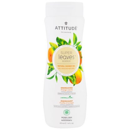 ATTITUDE, SUPER LEAVES SCIENCE, NATURAL SHOWER GEL, ENERGIZING, ORANGE LEAVES, 16 OZ / 473ml