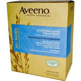 AVEENO, ACTIVE NATURALS, SOOTHING BATH TREATMENT, FRAGRANCE FREE, 8 SINGLE USE BATH PACKETS ,1.5 OZ / 42g EACH.