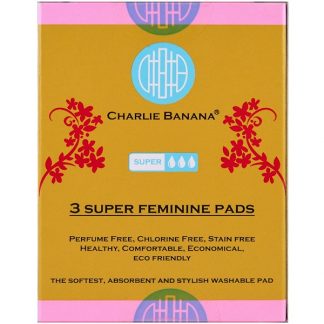 CHARLIE BANANA, SUPER FEMININE PADS, FLORALIE, 3 PADS