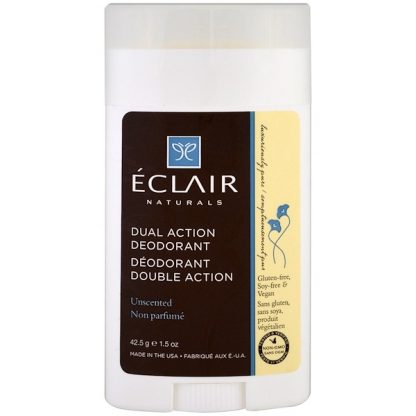 ECLAIR NATURALS, DUAL ACTION DEODORANT, UNSCENTED, 1.5 OZ / 42.5g