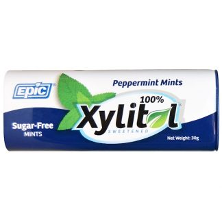 EPIC DENTAL, 100% XYLITOL SWEETENED, PEPPERMINT MINTS, SUGAR-FREE, 30 G
