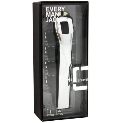 EVERY MAN JACK, MANUAL RAZOR, SILVER, 1 RAZOR, 4 CARTRIDGES