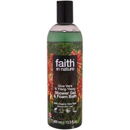 FAITH IN NATURE, SHOWER GEL & FOAM BATH, ALOE VERA & YLANG YLANG, 13.5 FL. OZ / 400ml