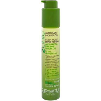 GIOVANNI, 2CHIC, ULTRA-MOIST SUPER POTION ANTI-FRIZZ & BINDING SERUM OIL, AVOCADO & OLIVE OIL, 1.8 FL OZ / 53ml