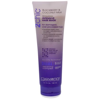 GIOVANNI, 2CHIC, REPAIRING, INTENSIVE HAIR MASK, BLACKBERRY & COCONUT MILK, 5.1 FL OZ / 150ml