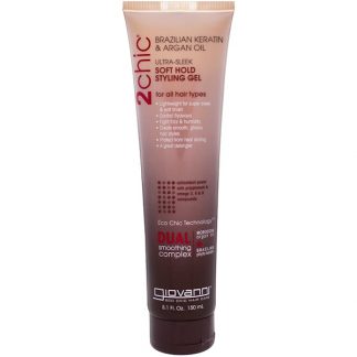 GIOVANNI, 2CHIC, ULTRA-SLEEK, SOFT HOLD STYLING GEL, BRAZILIAN KERATIN & ARGAN OIL, 5.1 FL OZ / 150ml