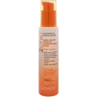 GIOVANNI, 2CHIC, ULTRA-VOLUME LEAVE-IN CONDITIONING ELIXIR, FOR FINE, LIMP HAIR, TANGERINE & PAPAYA BUTTER, 4 FL OZ / 118ml