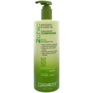 GIOVANNI, 2CHIC, ULTRA-MOIST CONDITIONER, FOR DRY, DAMAGED HAIR, AVOCADO & OLIVE OIL, 24 FL OZ / 710ml