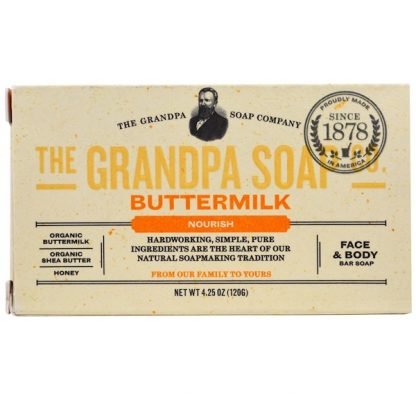 GRANDPA'S, FACE & BODY BAR SOAP, NOURISH, BUTTERMILK, 4.25 OZ / 120g